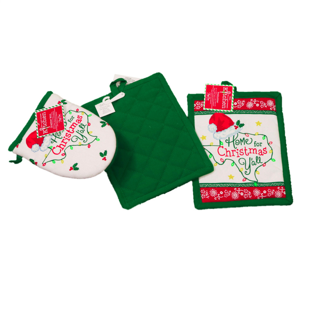 NWT Texas Christmas Holiday Apron Set with Grabber Mitt & Potholder - Picture 3 of 3